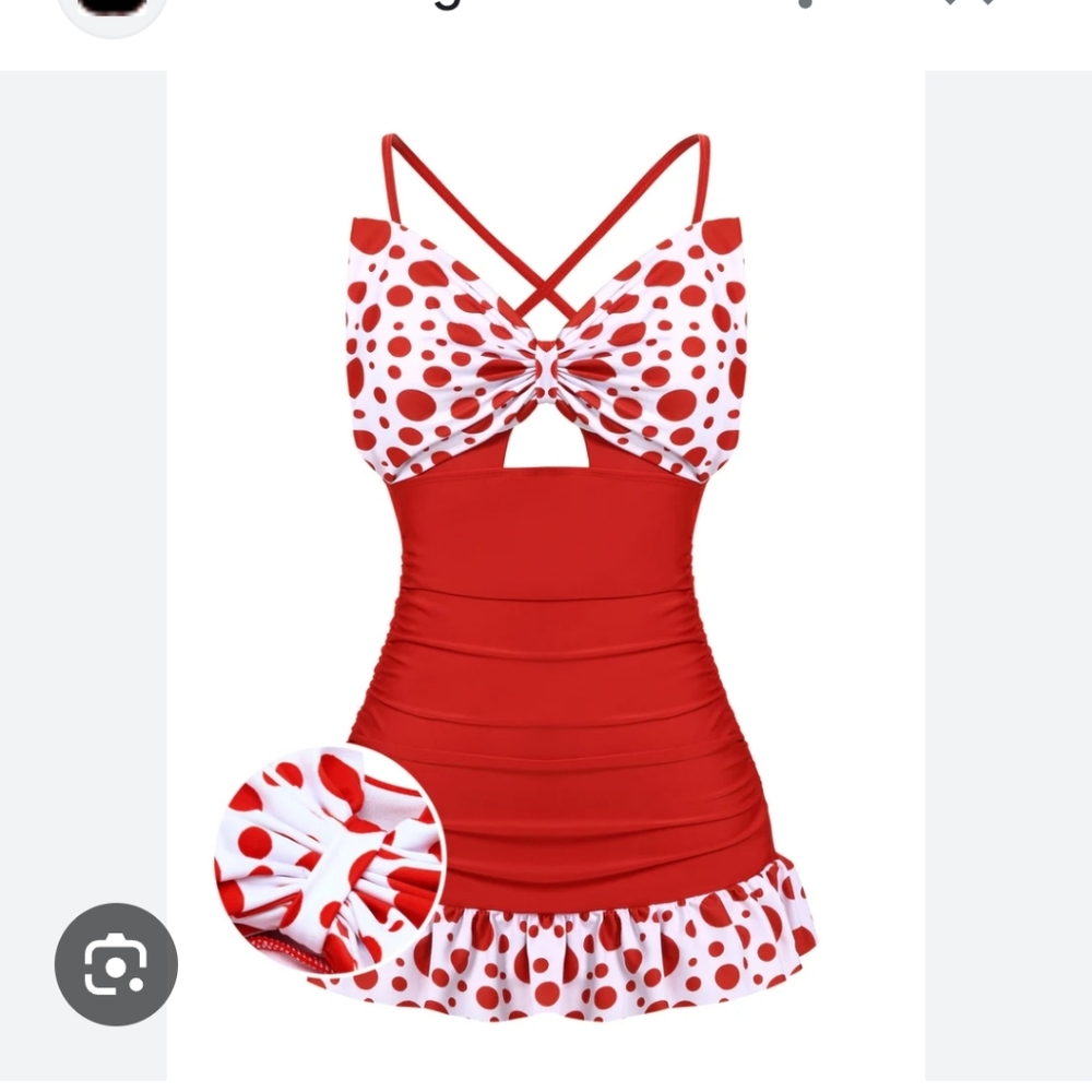 NWT red and white 2 piece retro swimsuit